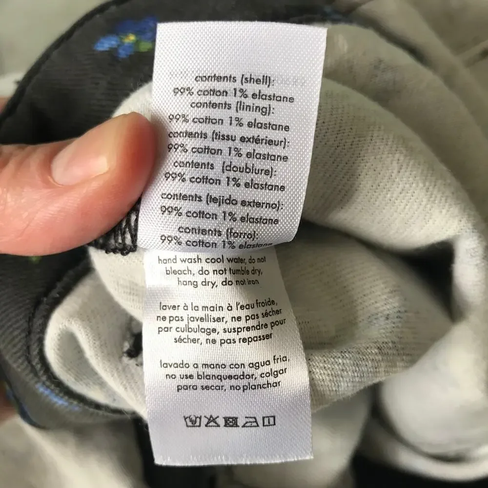 We Wore What Overalls Large Black Ditsy Floral Baggy Denim Stretch Y2K Festival - Picture 14 of 16